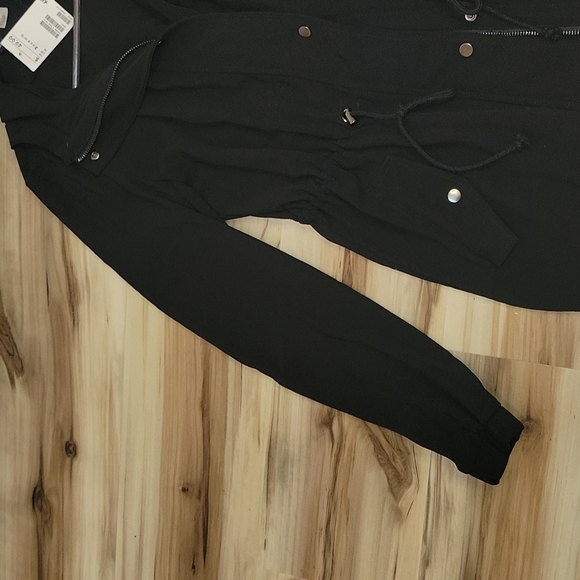 H&M NWT 3 Quarter Length Utility Hooded Black Jacket - Picture 6 of 16